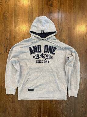 AND1 Men's Gray 'Since Day 1' Basketball Pullover Hoodie Size L